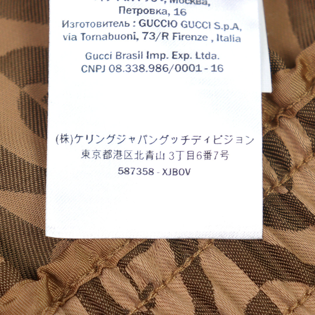 Great GUCCI Track jacket G Rhambus Sideline Leather Brown Rayon men S 587358