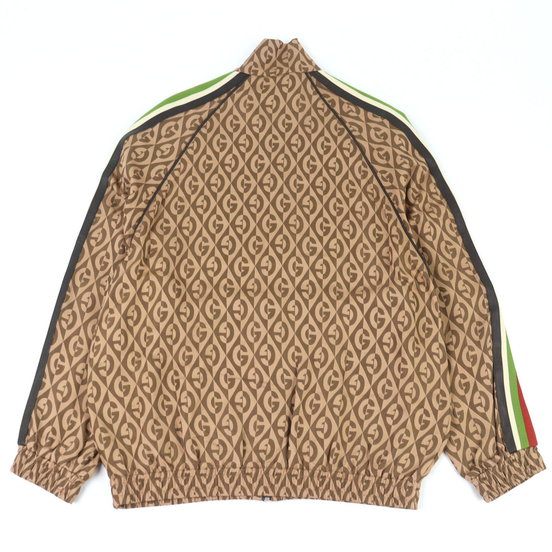 Great GUCCI Track jacket G Rhambus Sideline Leather Brown Rayon men S 587358