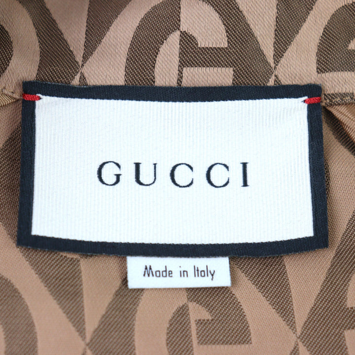 Great GUCCI Track jacket G Rhambus Sideline Leather Brown Rayon men S 587358