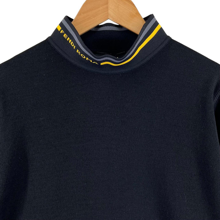 Excellent FENDI knit high neck long sleeve black Virgin wool mens 46 FZY464
