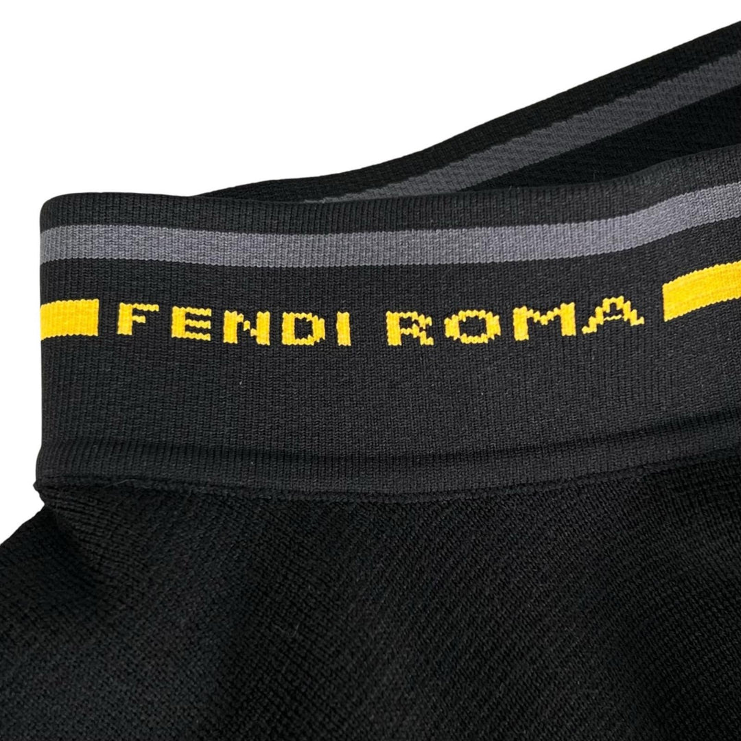 Excellent FENDI knit high neck long sleeve black Virgin wool mens 46 FZY464