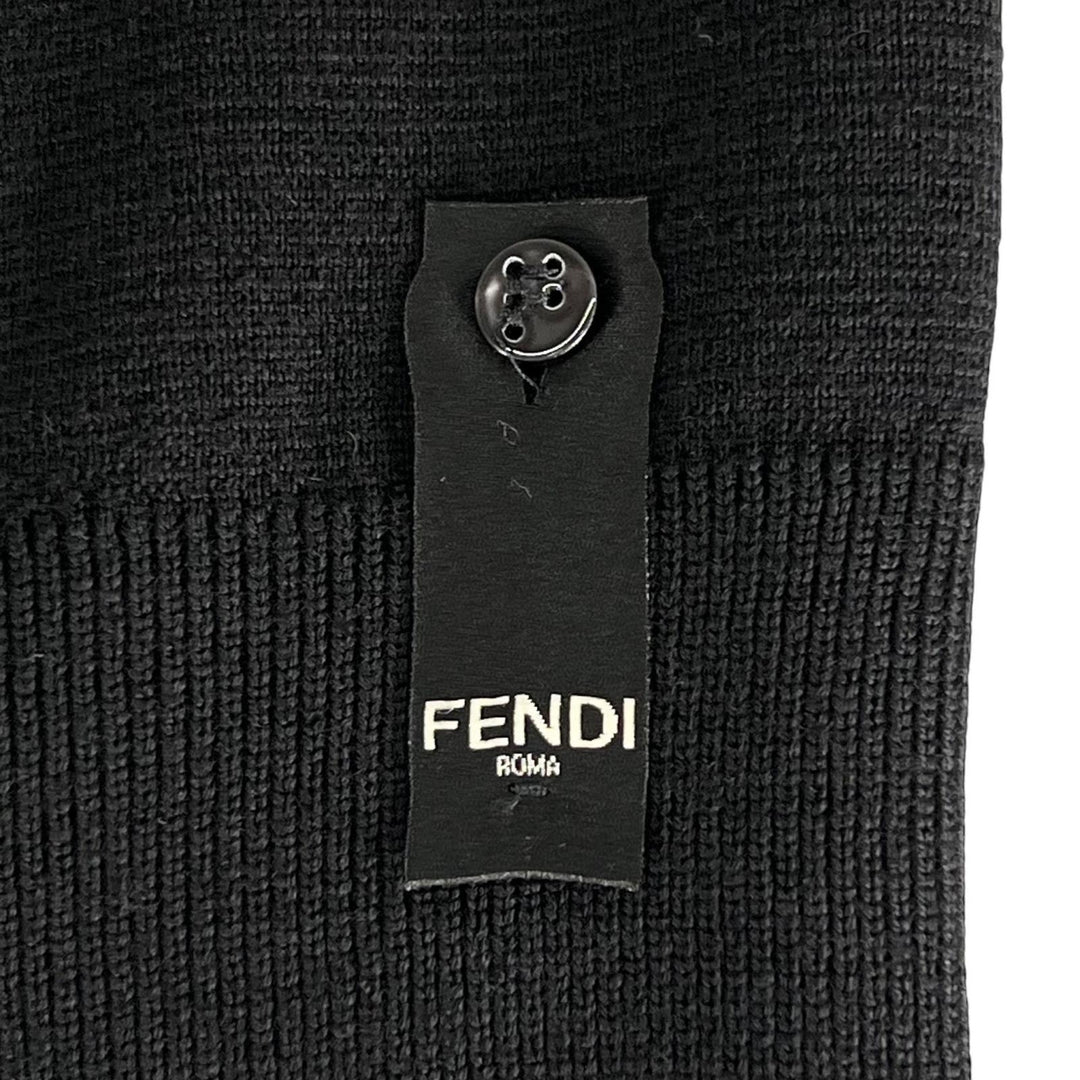 Excellent FENDI knit high neck long sleeve black Virgin wool mens 46 FZY464