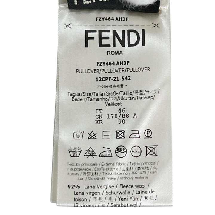Excellent FENDI knit high neck long sleeve black Virgin wool mens 46 FZY464