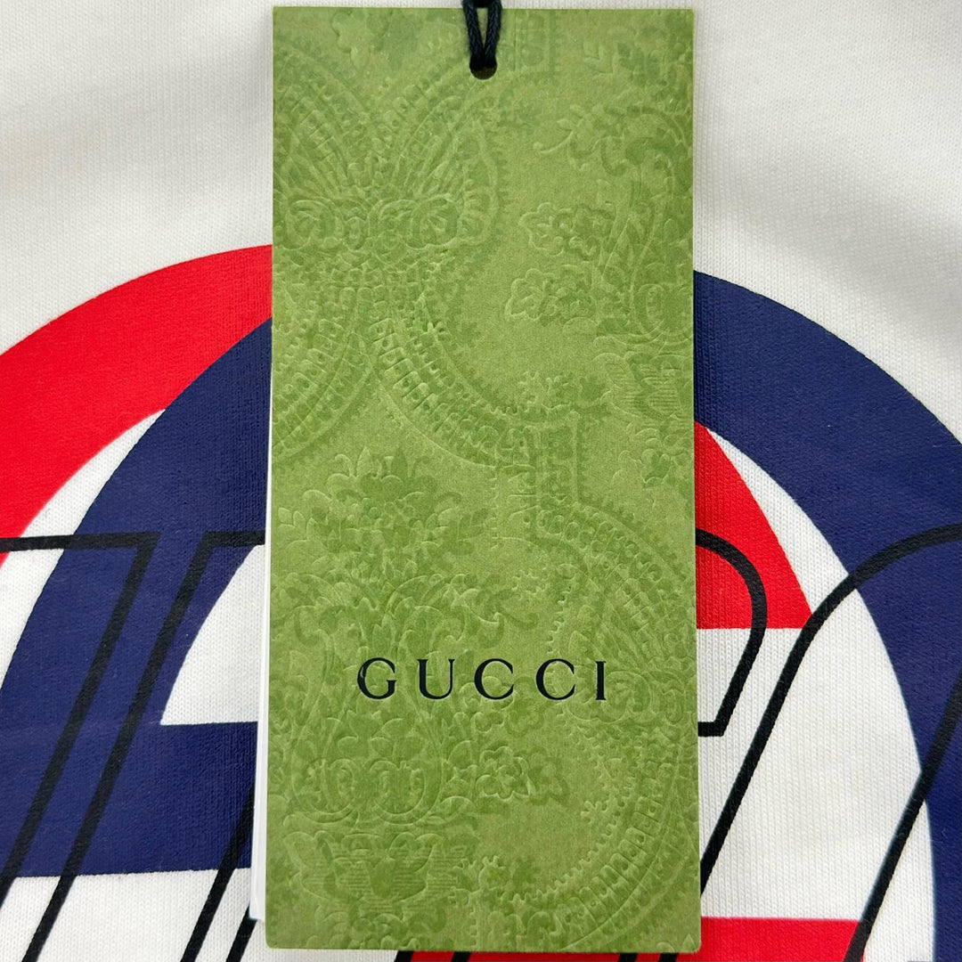 Excellent GUCCI Short sleeve T-shirt Logo print Interlocking G white 771758