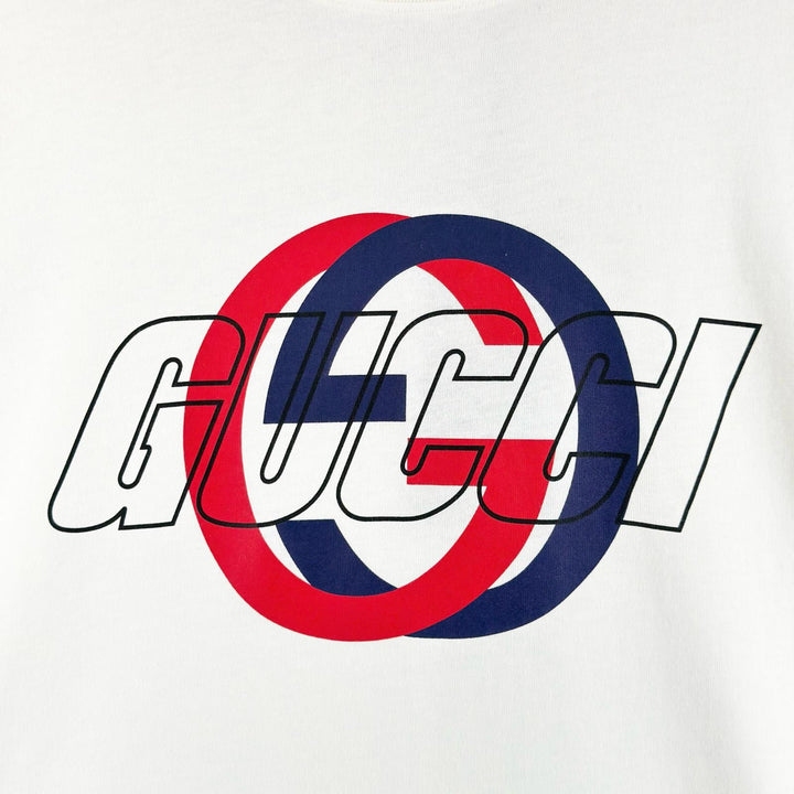 Excellent GUCCI Short sleeve T-shirt Logo print Interlocking G white 771758