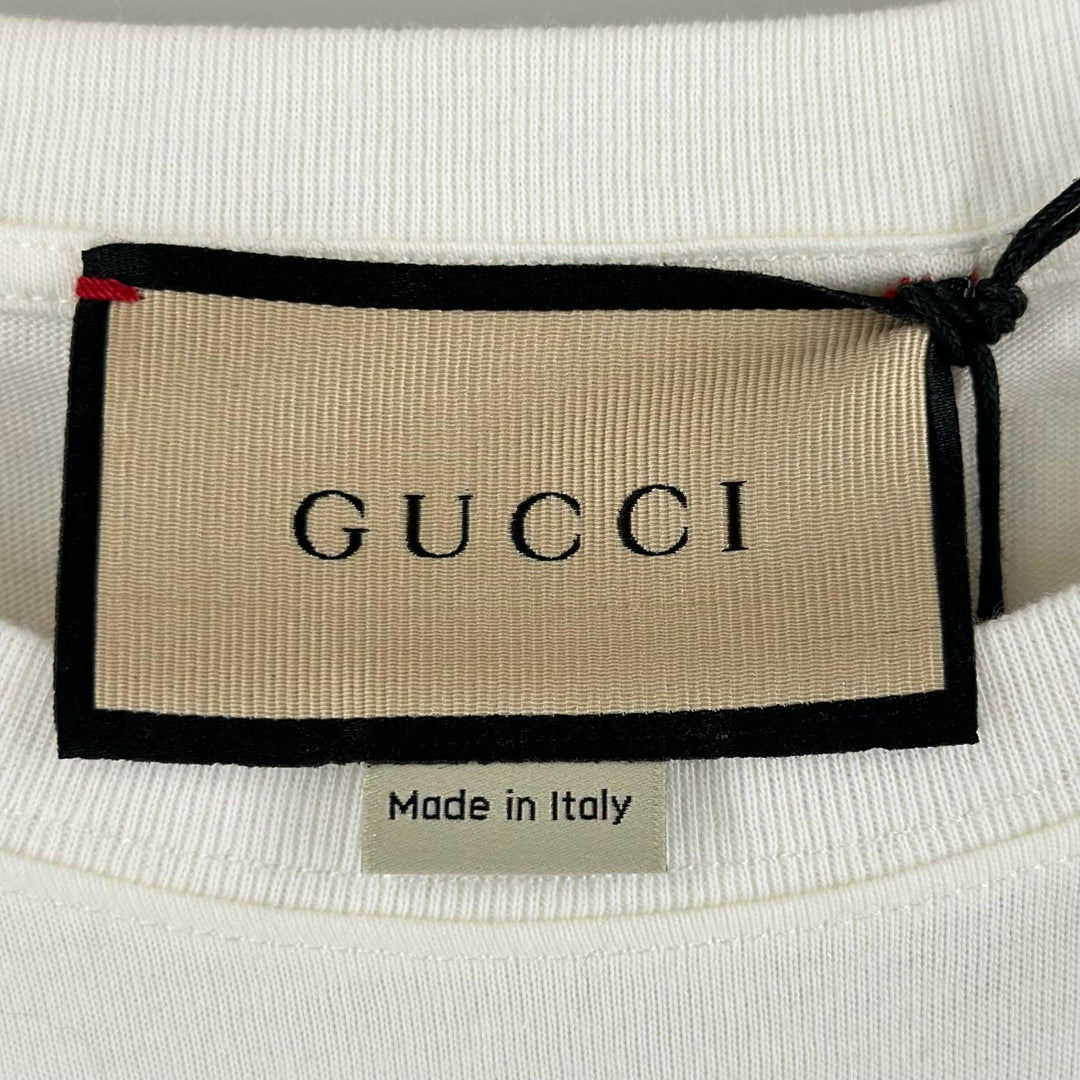 Excellent GUCCI Short sleeve T-shirt Logo print Interlocking G white 771758