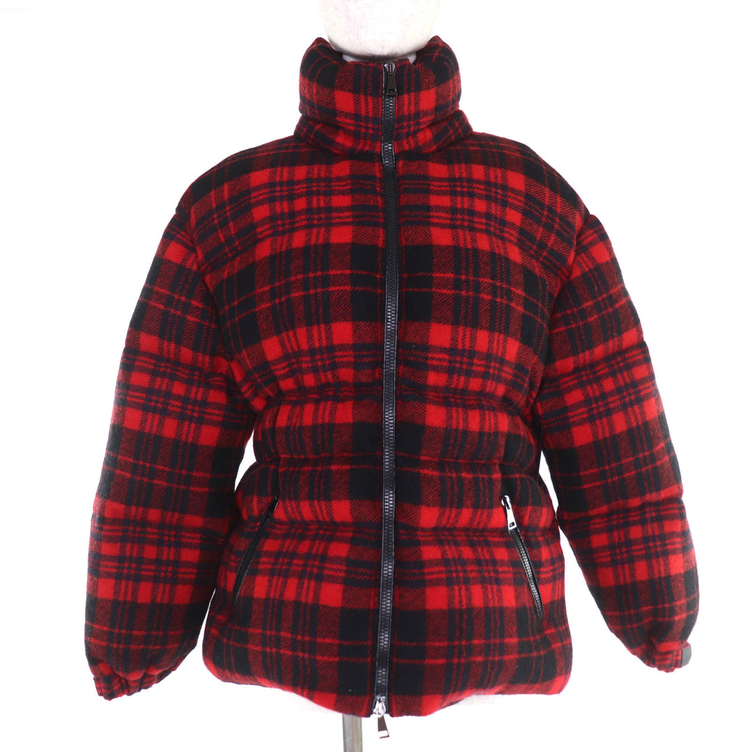 Excellent MONCLER Down jacket DANUBE Hooded Check Pattern Red wool Women 0
