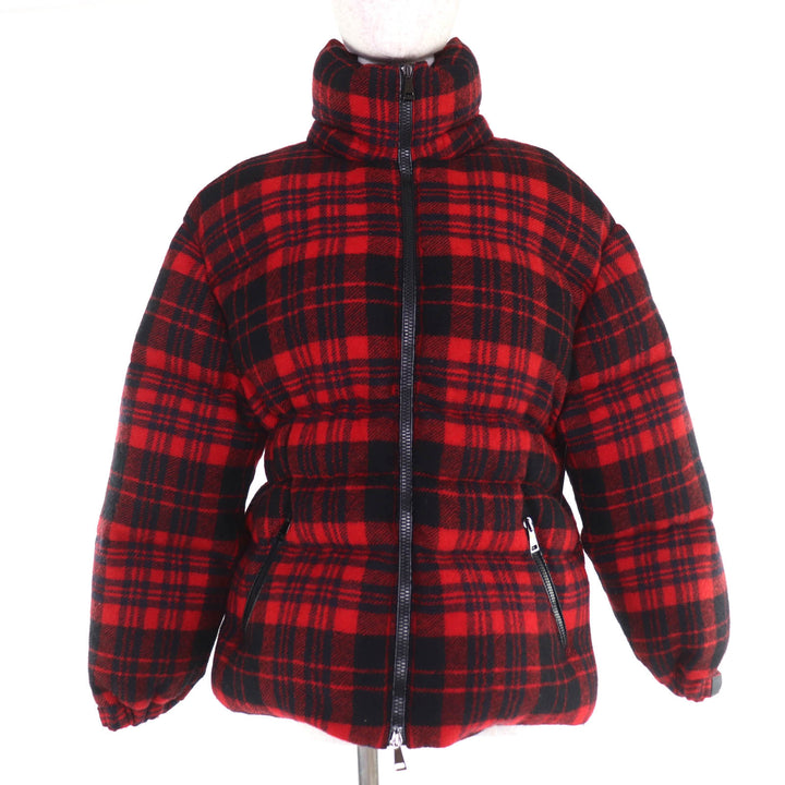 Excellent MONCLER Down jacket DANUBE Hooded Check Pattern Red wool Women 0