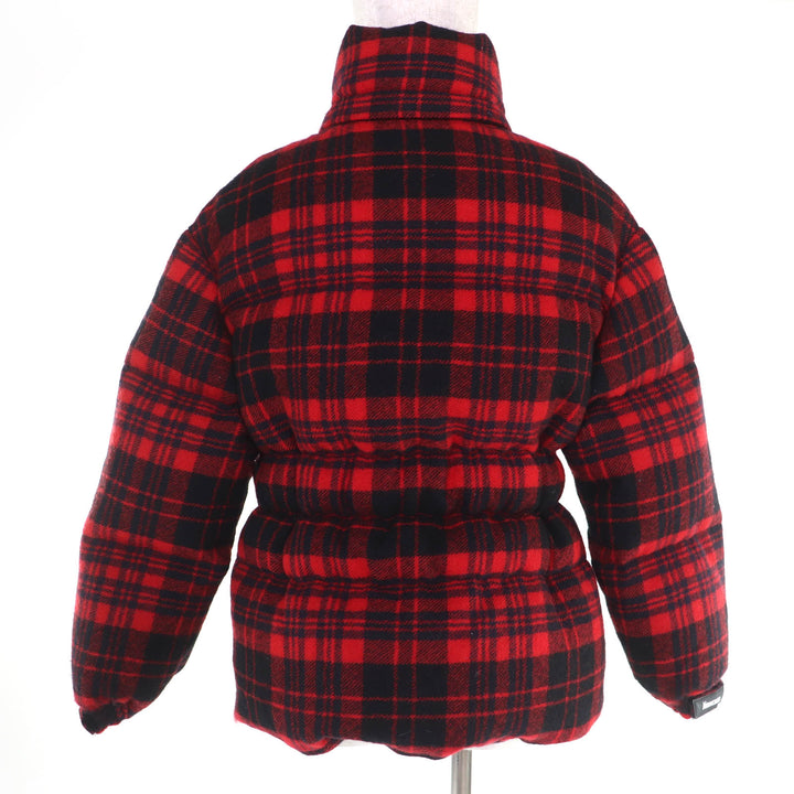 Excellent MONCLER Down jacket DANUBE Hooded Check Pattern Red wool Women 0