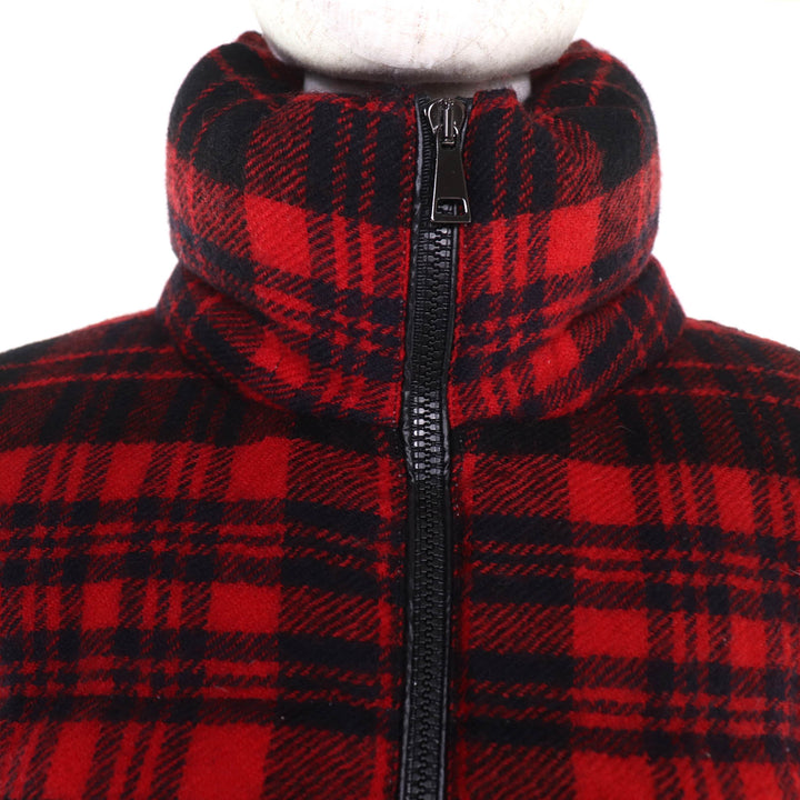 Excellent MONCLER Down jacket DANUBE Hooded Check Pattern Red wool Women 0