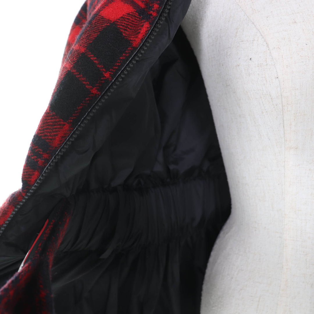 Excellent MONCLER Down jacket DANUBE Hooded Check Pattern Red wool Women 0