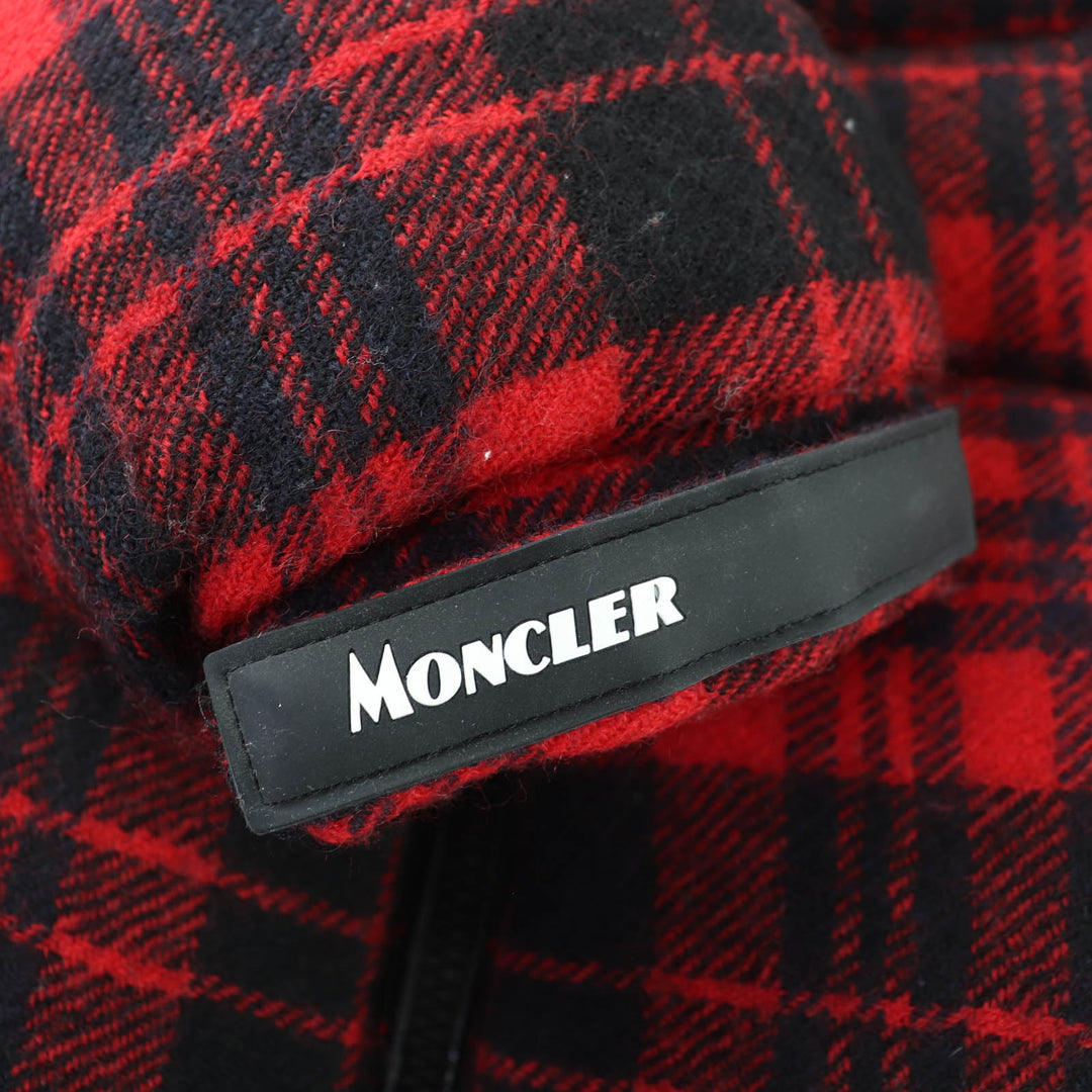 Excellent MONCLER Down jacket DANUBE Hooded Check Pattern Red wool Women 0