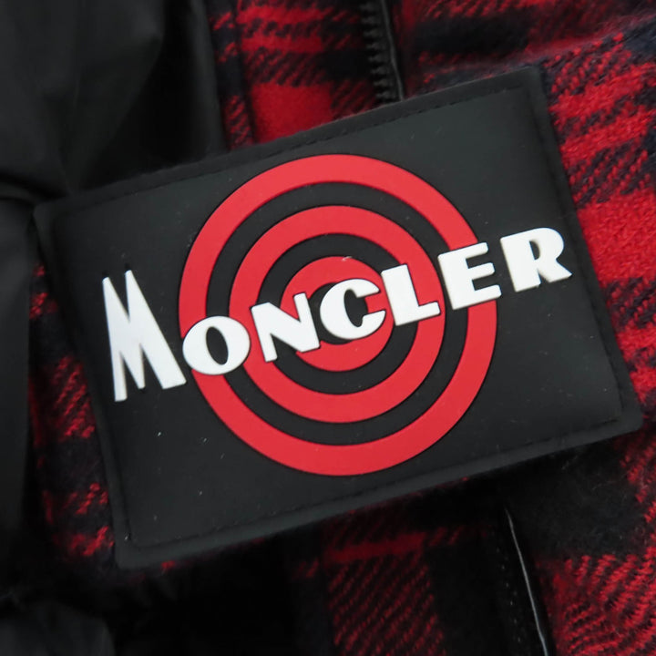 Excellent MONCLER Down jacket DANUBE Hooded Check Pattern Red wool Women 0