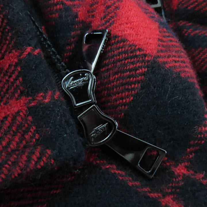 Excellent MONCLER Down jacket DANUBE Hooded Check Pattern Red wool Women 0