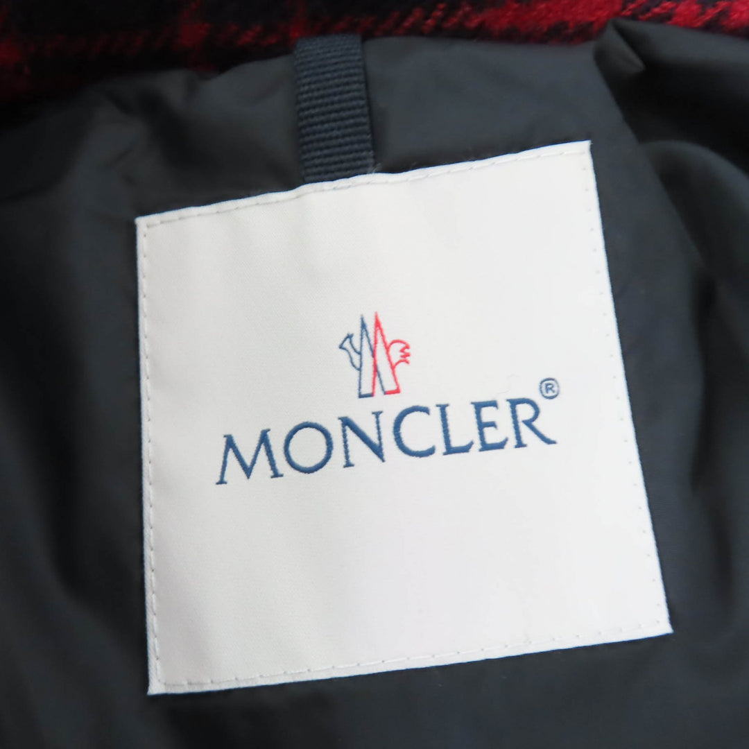 Excellent MONCLER Down jacket DANUBE Hooded Check Pattern Red wool Women 0