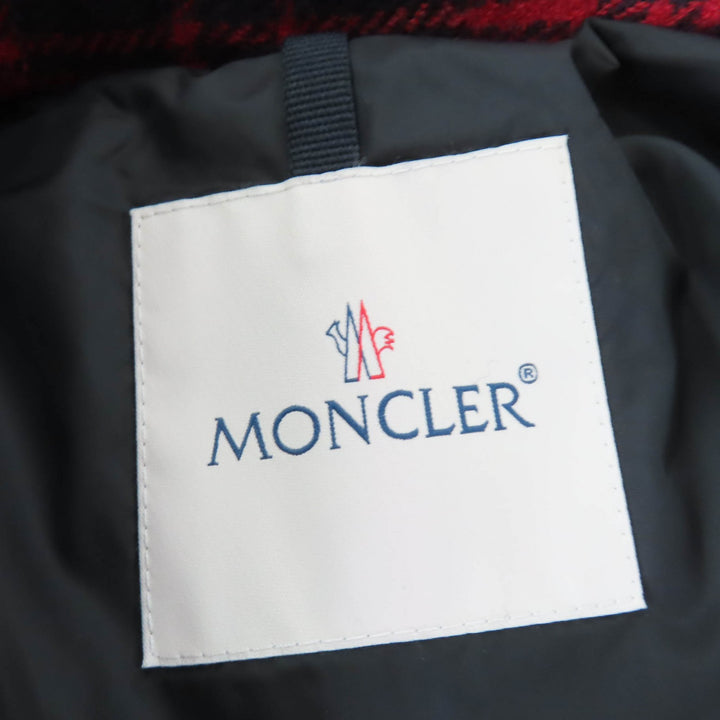 Excellent MONCLER Down jacket DANUBE Hooded Check Pattern Red wool Women 0