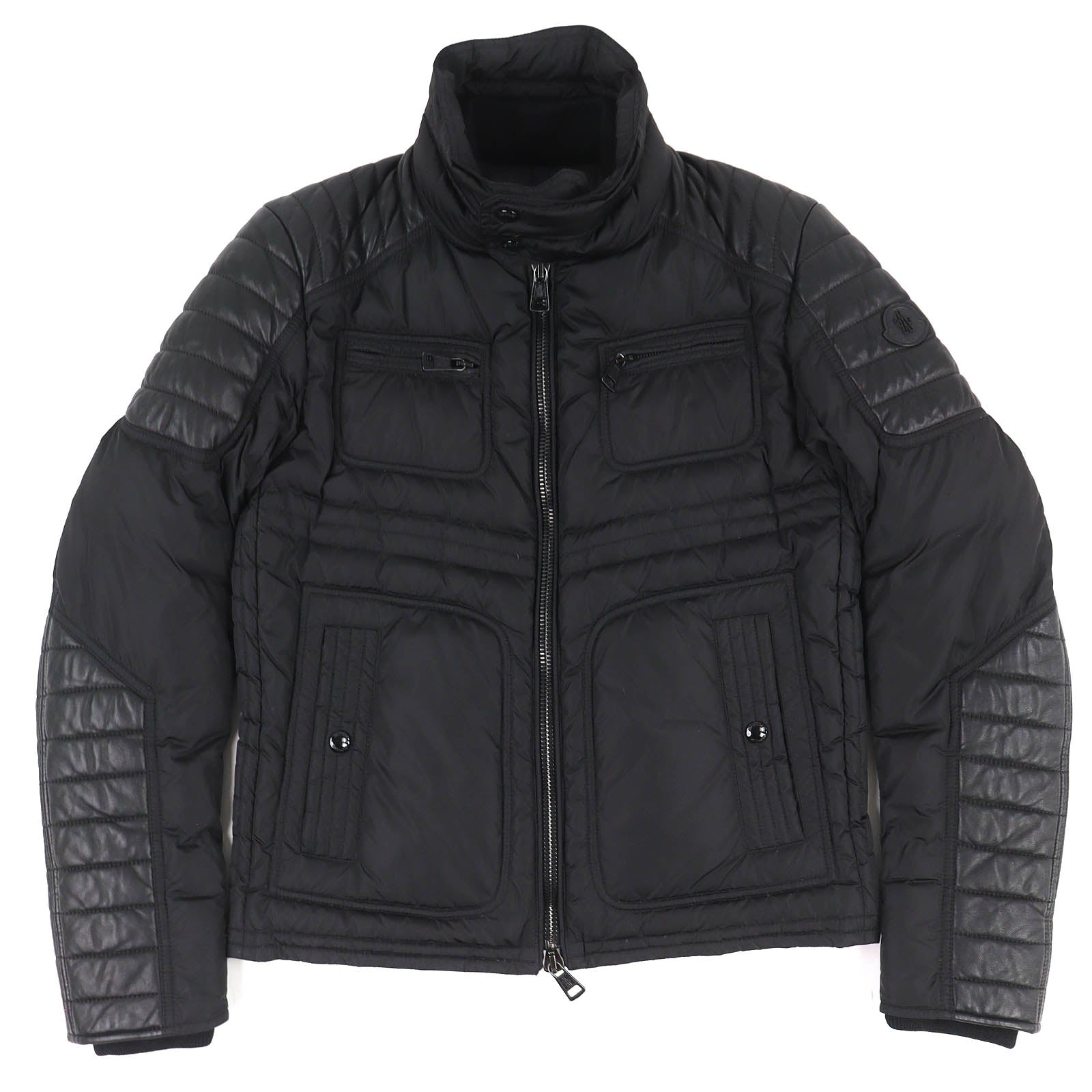 Great MONCLER Down jacket DIMITRI lambskin leather trim rider