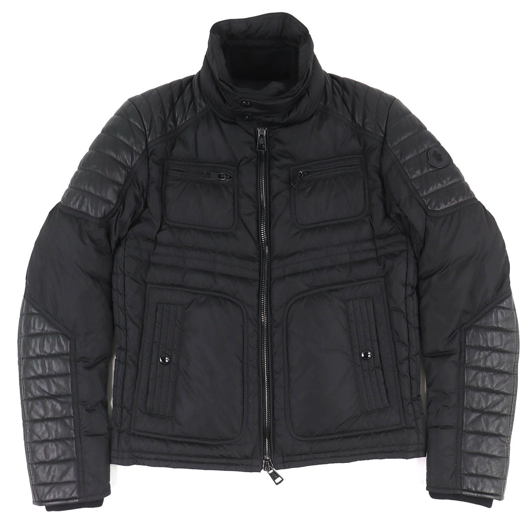 Great MONCLER Down jacket DIMITRI lambskin leather trim rider jacket 0
