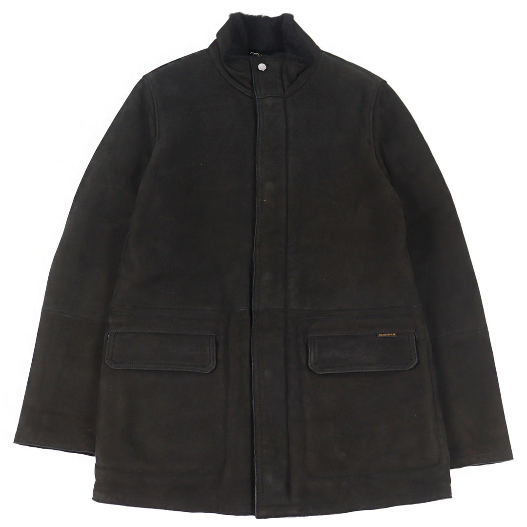 Very Good MOORER Mouton jacket ETTORE-ME Logo tab, stand collar, leather men 46