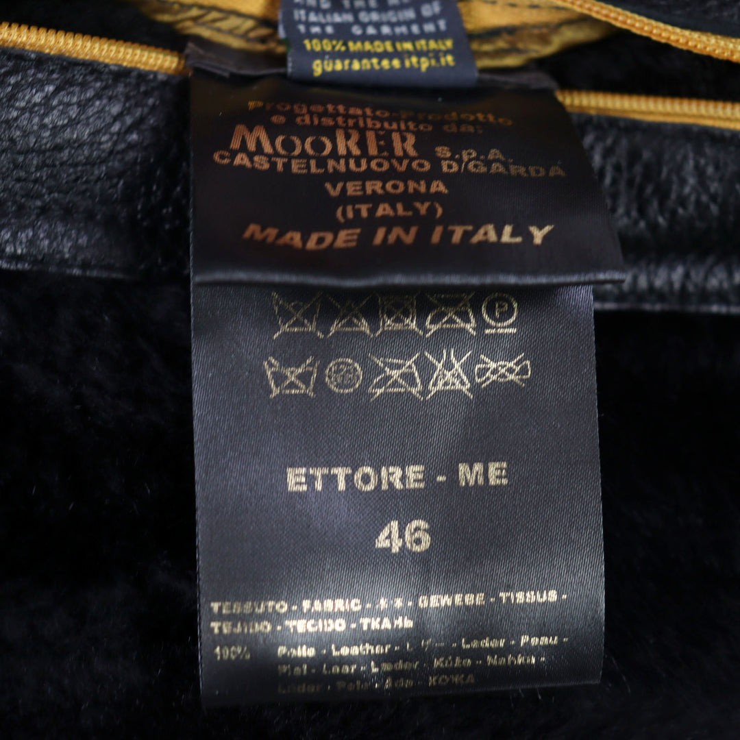 Very Good MOORER Mouton jacket ETTORE-ME Logo tab, stand collar, leather men 46