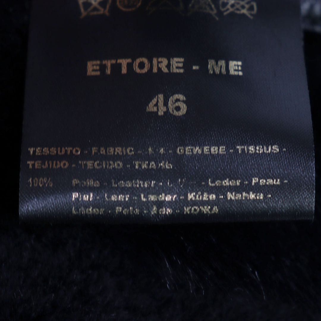 Very Good MOORER Mouton jacket ETTORE-ME Logo tab, stand collar, leather men 46