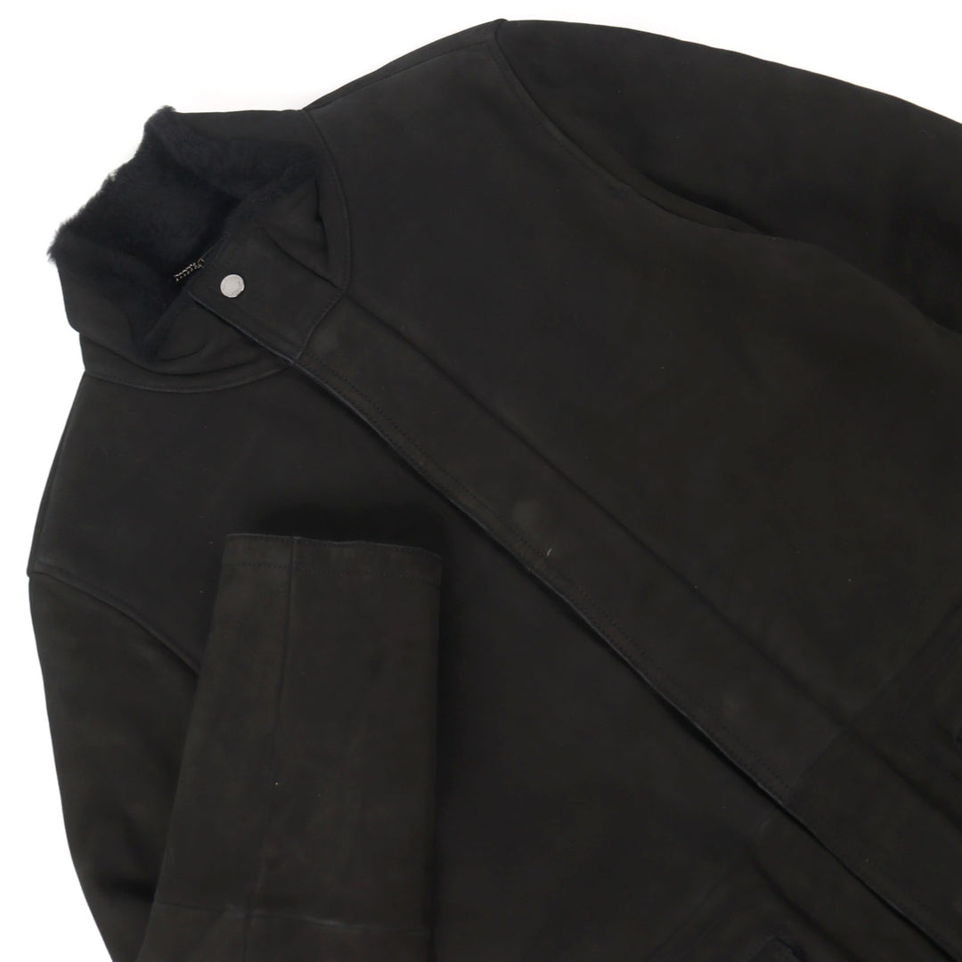 Very Good MOORER Mouton jacket ETTORE-ME Logo tab, stand collar, leather men 46