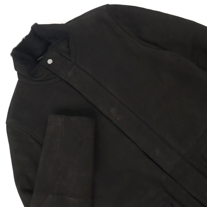 Very Good MOORER Mouton jacket ETTORE-ME Logo tab, stand collar, leather men 46