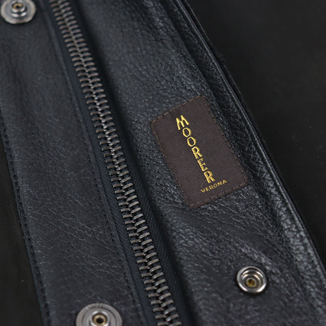Very Good MOORER Mouton jacket ETTORE-ME Logo tab, stand collar, leather men 46