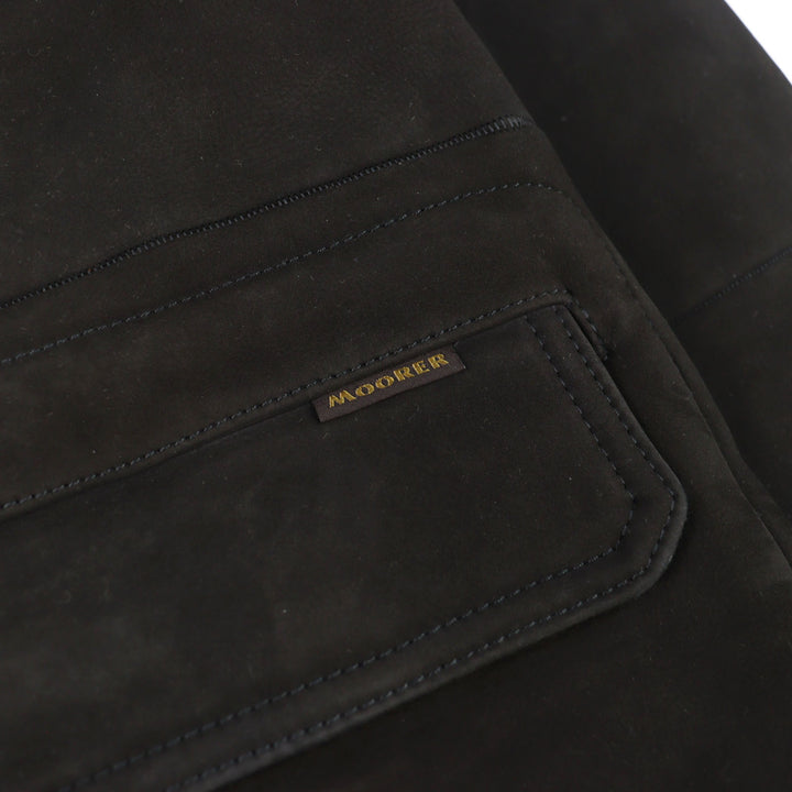 Very Good MOORER Mouton jacket ETTORE-ME Logo tab, stand collar, leather men 46