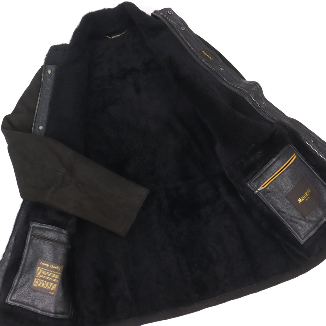 Very Good MOORER Mouton jacket ETTORE-ME Logo tab, stand collar, leather men 46