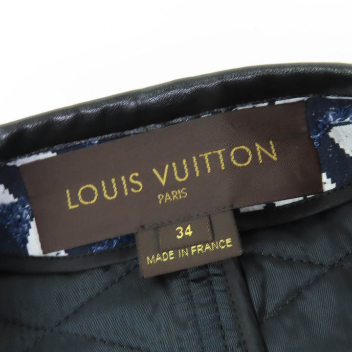 Excellent LOUIS VUITTON coat Leather piping, Monogram fringe, No collar white 34