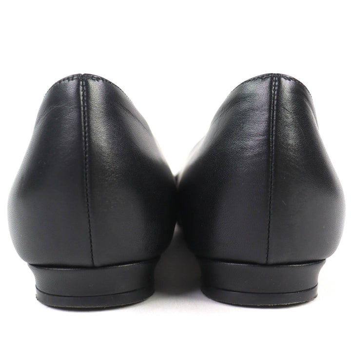 Great MANOLO BLAHNIK pumps Hangishi Jeweled pointed toe flats black leather 36.5