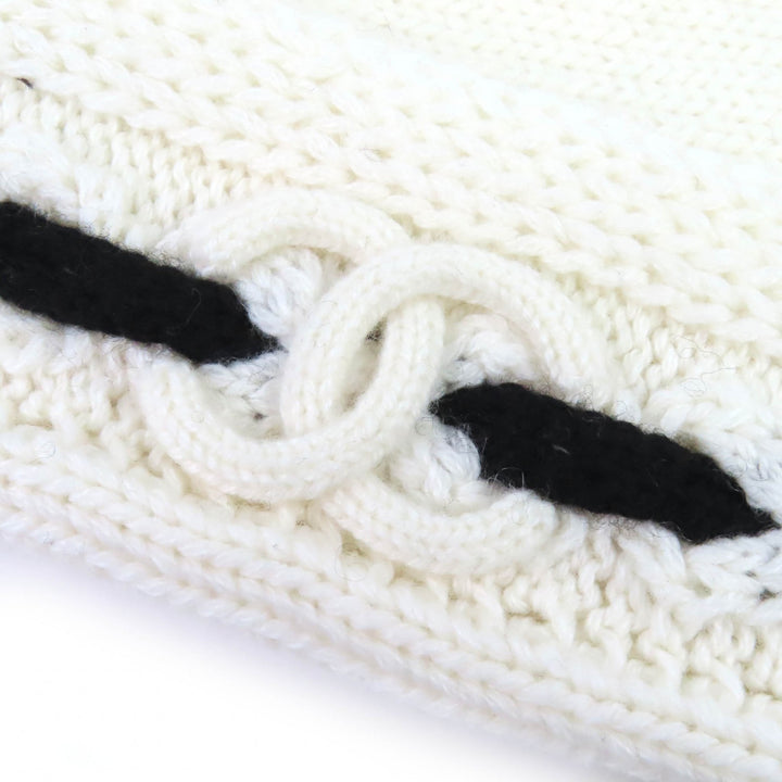 Pristine CHANEL Knit cap COCO Mark Knit hat white cashmere Women AAB112