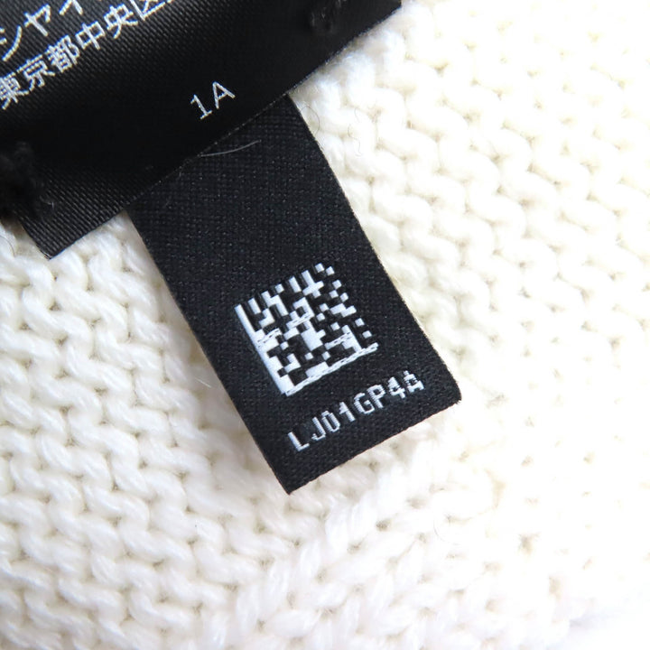 Pristine CHANEL Knit cap COCO Mark Knit hat white cashmere Women AAB112