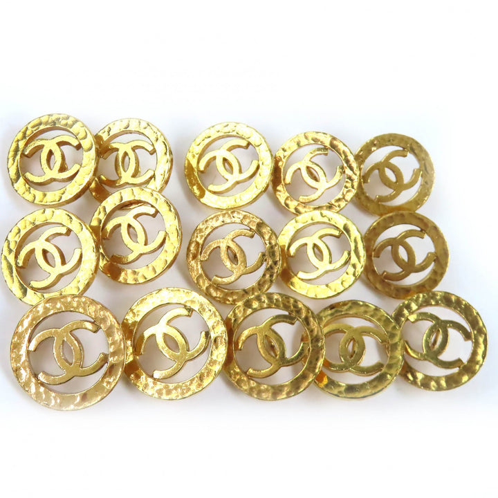 Great CHANEL COCO Mark gold buttons: 5 large, 10 small, total 15 gold
