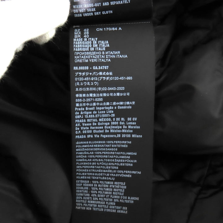 Pristine PRADA down coat black recycled polyamide Women 42 292077