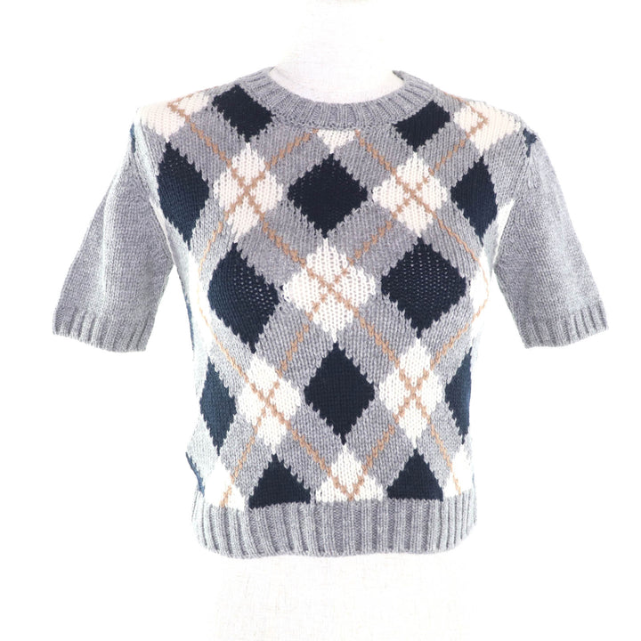 Excellent PRADA Short sleeve knit gray cashmere Women 36 P24T2P