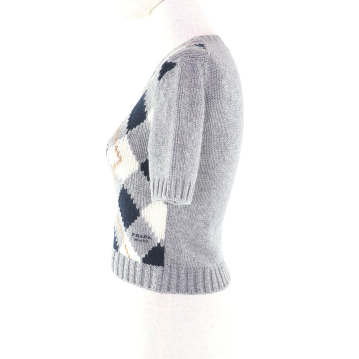 Excellent PRADA Short sleeve knit gray cashmere Women 36 P24T2P