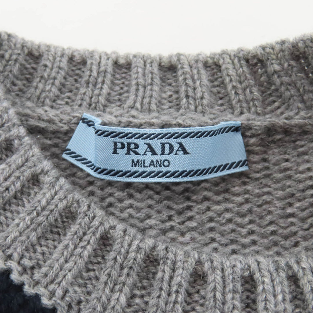 Excellent PRADA Short sleeve knit gray cashmere Women 36 P24T2P