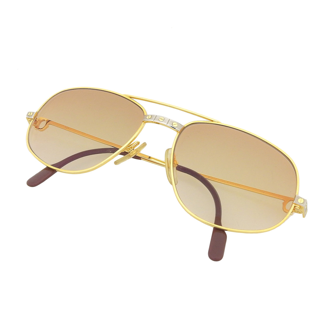 Great Cartier sunglasses Santos de Cartier Two-Bridge gold mens