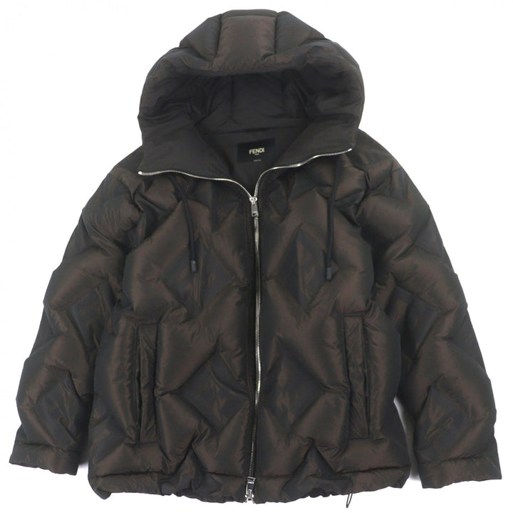 Excellent FENDI Down jacket Dark brown polyester mens 50 FAA911