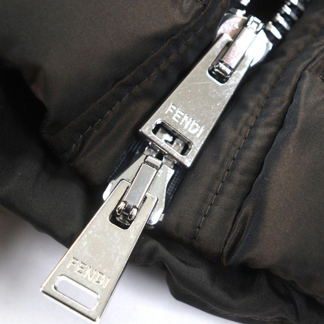 Excellent FENDI Down jacket Dark brown polyester mens 50 FAA911