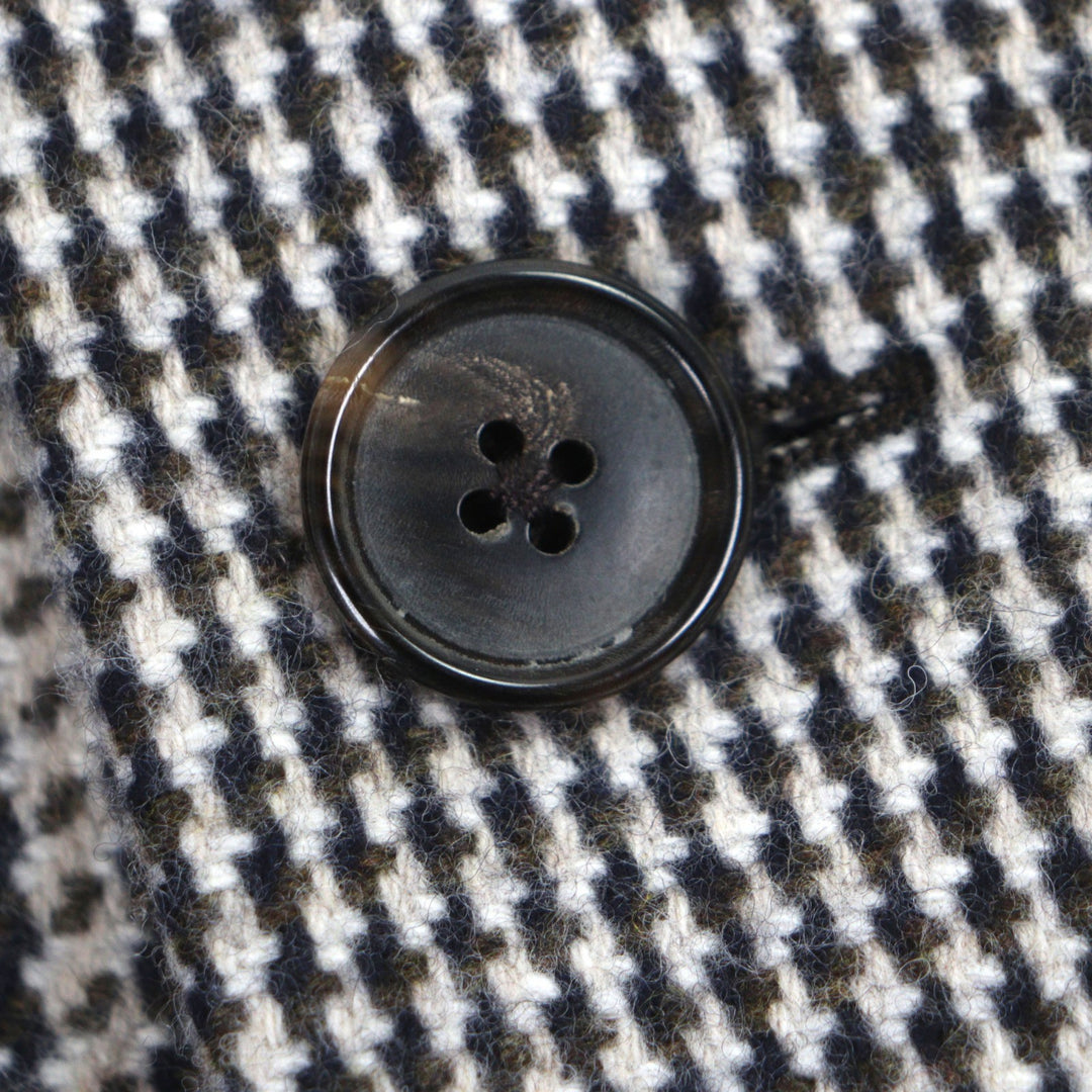 Excellent HERMES Chester coat Houndstooth Thick Tweed Single Brown wool mens 50