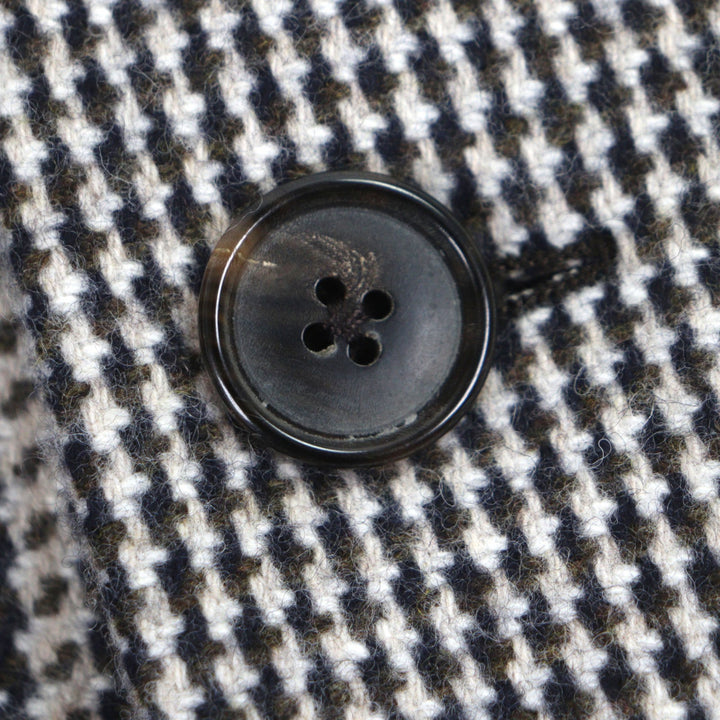 Excellent HERMES Chester coat Houndstooth Thick Tweed Single Brown wool mens 50