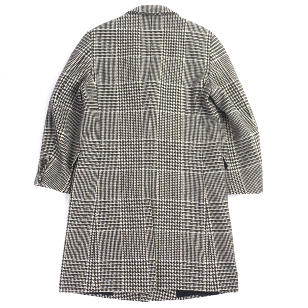 Excellent HERMES Chester coat Houndstooth Thick Tweed Single Brown wool mens 50
