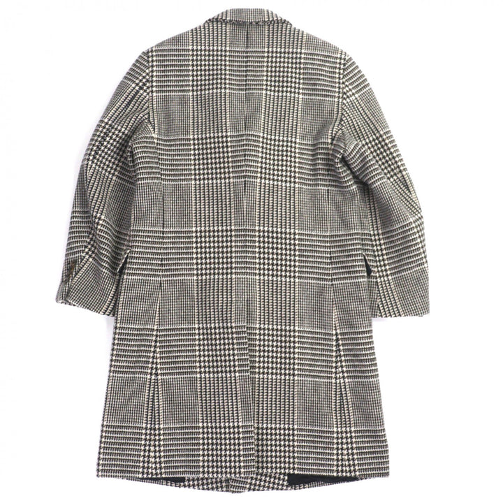 Excellent HERMES Chester coat Houndstooth Thick Tweed Single Brown wool mens 50