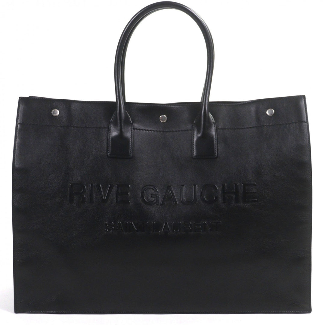 Great SAINT LAURENT PARIS Tote Bag Rib Gauche black leather mens 587273