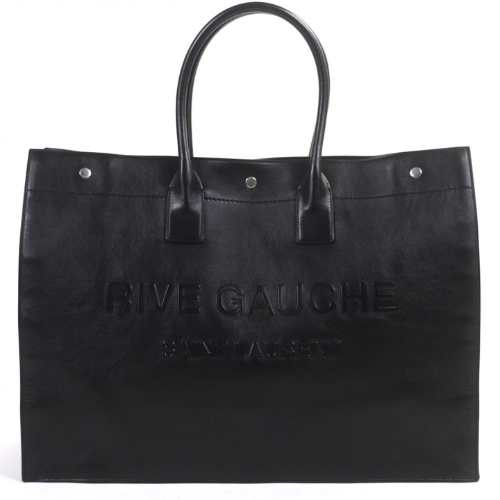 Great SAINT LAURENT PARIS Tote Bag Rib Gauche black leather mens 587273