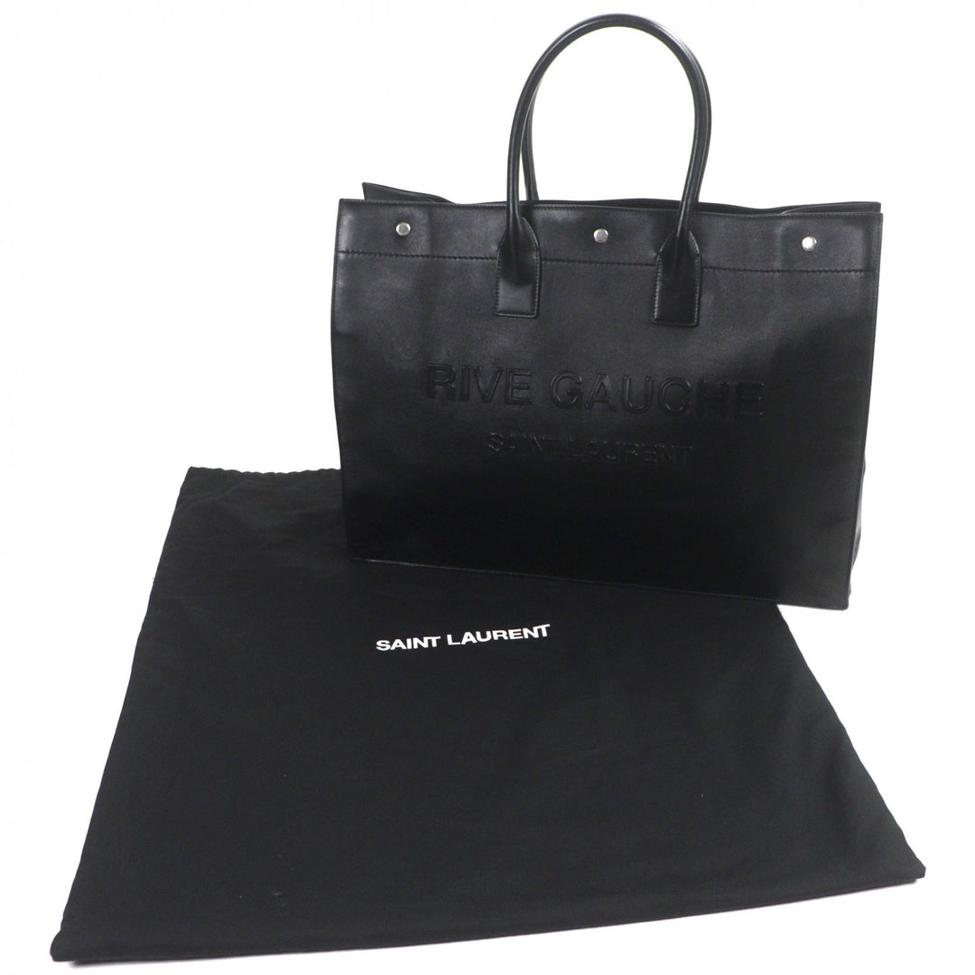 Great SAINT LAURENT PARIS Tote Bag Rib Gauche black leather mens 587273