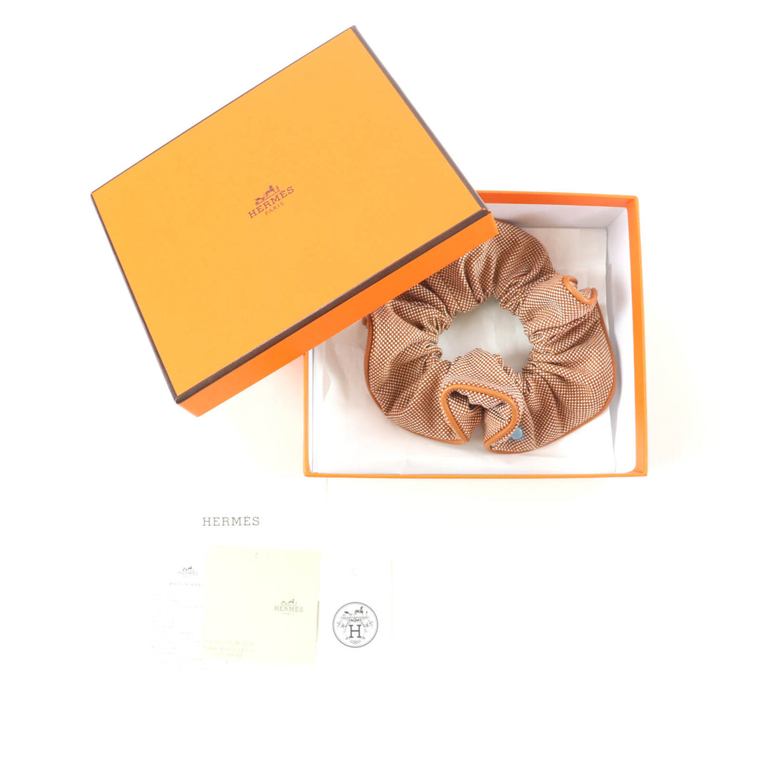 Excellent HERMES Shush Claudia Plan Air Serie Metal with Leather cotton Women
